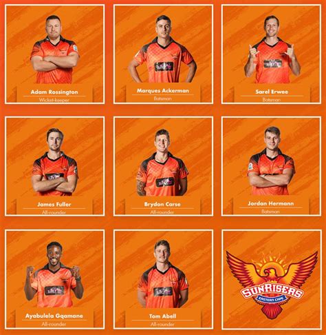 sunrisers eastern cape squad